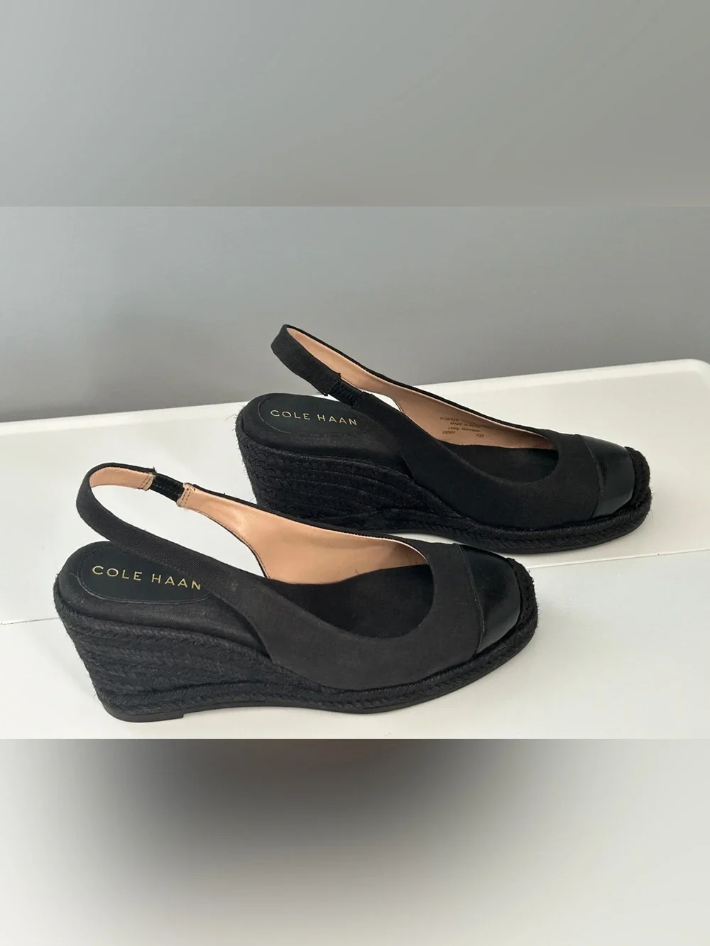 Cole Haan Cloudfeel Espadrille Wedge Slingback Size 6.5B Black Summer